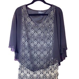 Connected Apparel Black/White Dress Sleeveless Size 6P